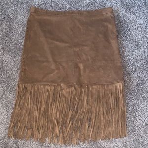 Forever 21+ Faux Suede Fringe Skirt